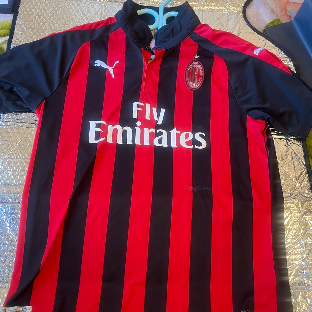 Men's Puma Dry-fit AC Milan Fly Emirates Jersey - Size Large - 8.5/10 Condition